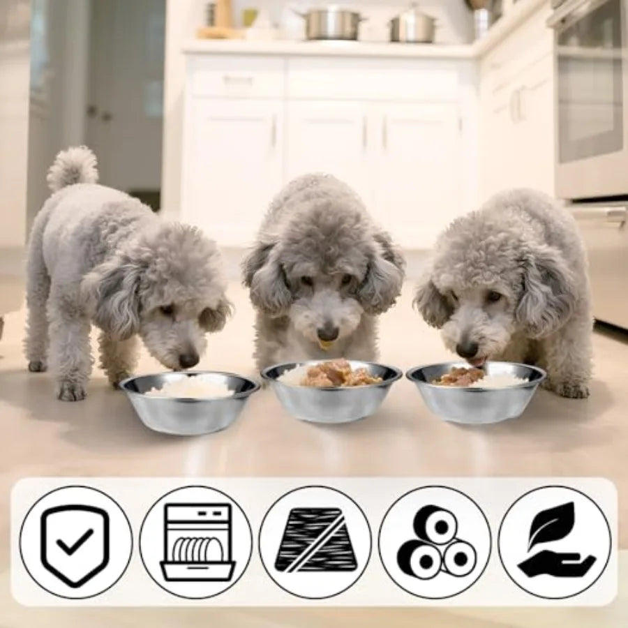 2 Pack 5.5" Metal Cat and Dog Small Bowls Stainless Steel Pet Bowls Set, Replacement Dog Food Bowl for Food and Water for Small