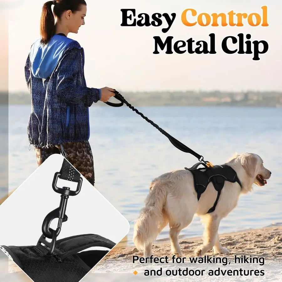 Escape Proof Dog Harness, Soft Padded Full Body Pet Harness, Reflective Adjustable No Pull Vest with Lift Handle and Leash Clip