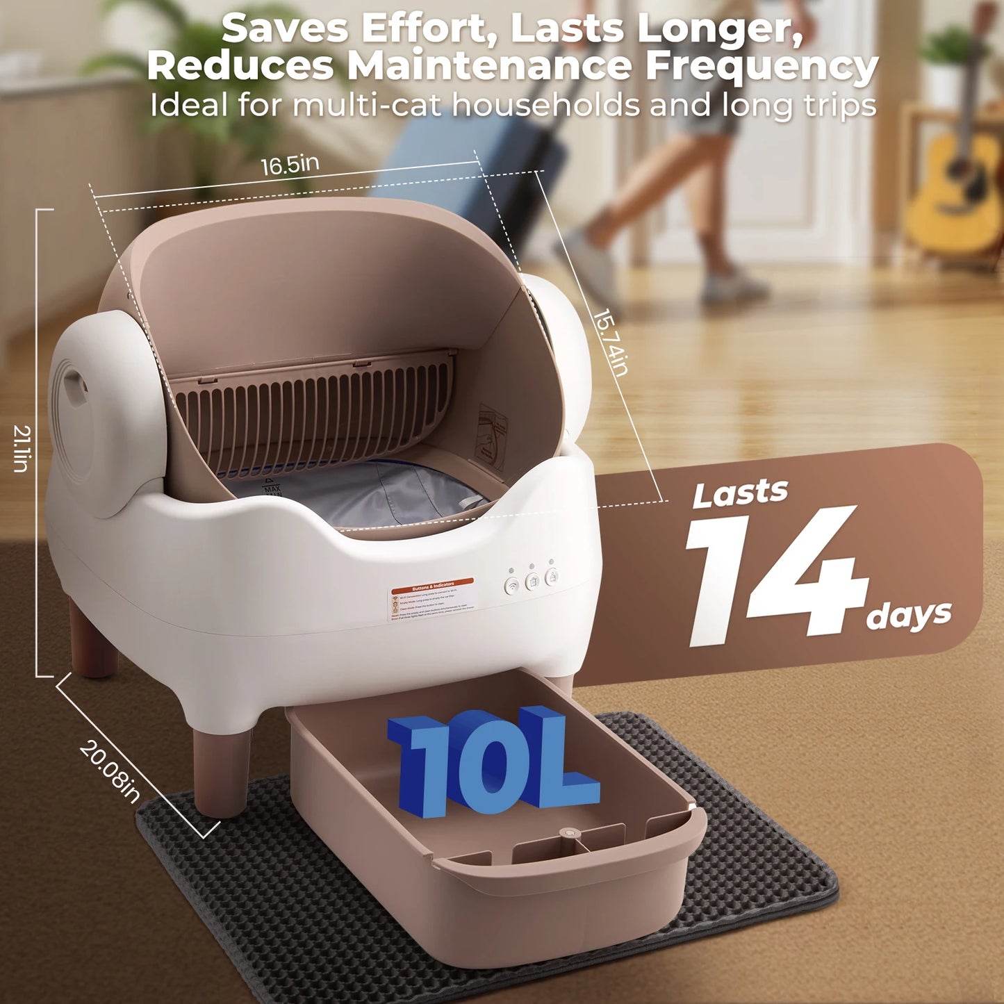 Lunapurr Automatic Self Cleaning Cat Litter Box With App