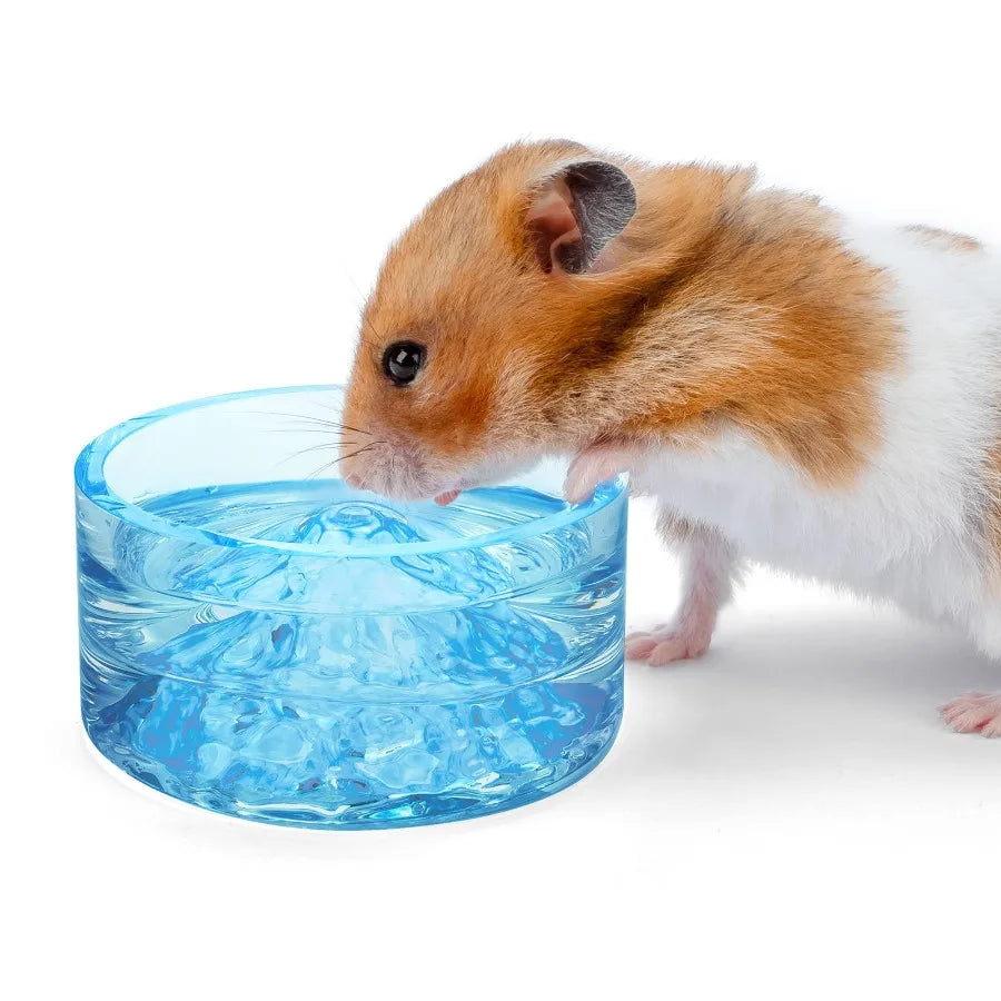 Hamster Feeding and Water Bowls- Mount Fuji Series Glass Drinking Bowls for Dwarf Syrian Hamsters Gerbils Mice Rats or Other Si