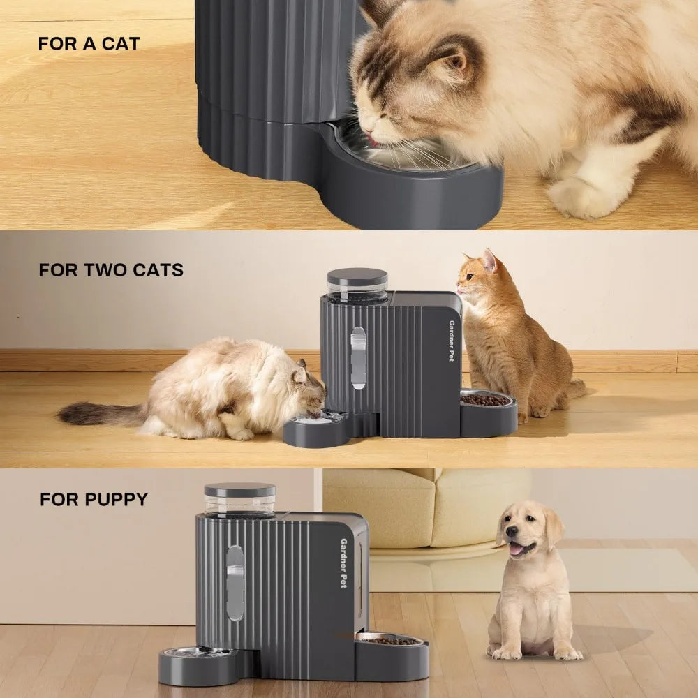 Automatic Gravity Cat Food Feeder and Water Dispenser for Pets