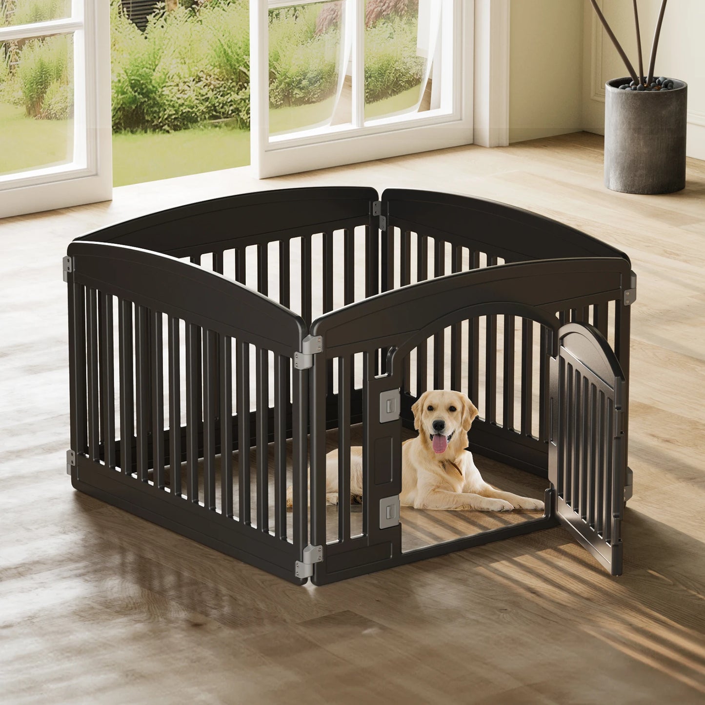 JHK Plastic Dog Playpen 6 Panel Expandable Fence