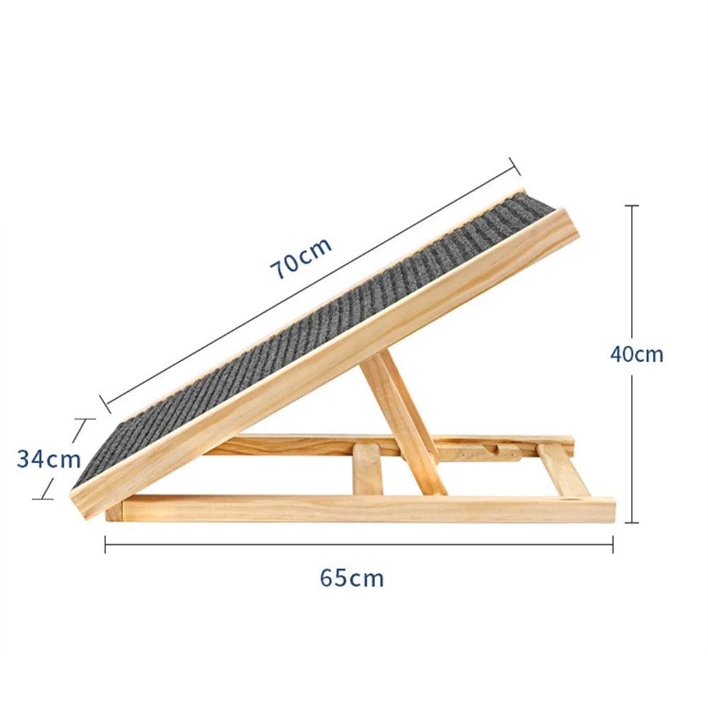 TWISTER.CK Dog Ramp Ladder Natural Pine Folding Anti Skid Lightweight