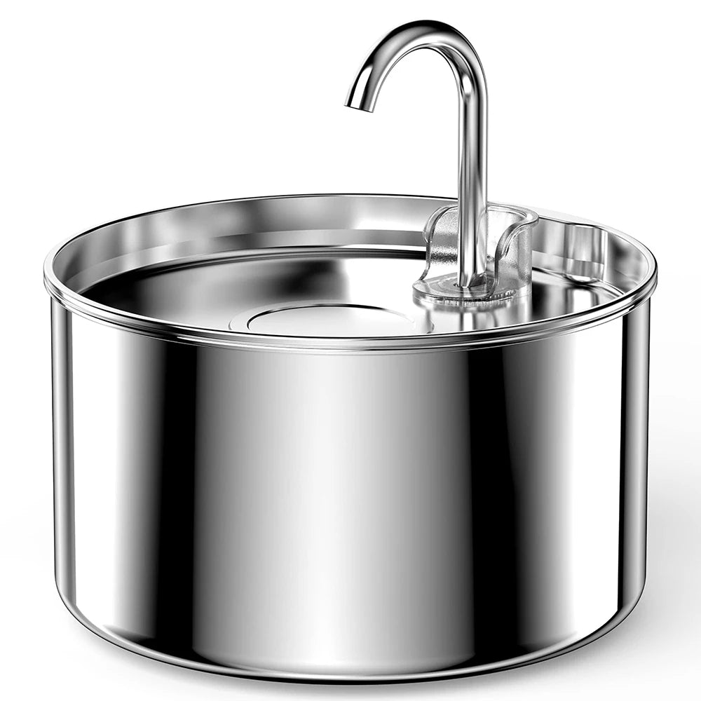 2.2L/74oz Stainless Steel Cat Water Fountain, Ultra Quiet 25dB Pet Water Fountain with Water Level Window, Continuous Circulating Water Bowl for Cats & Small Dogs