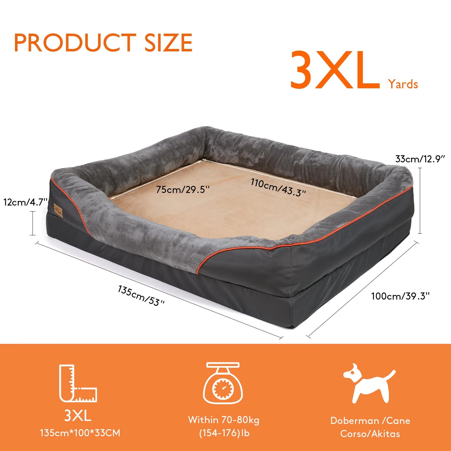 BINGOPAWCN Dog Bed Anti Allergy Warm Fleece Washable Waterproof