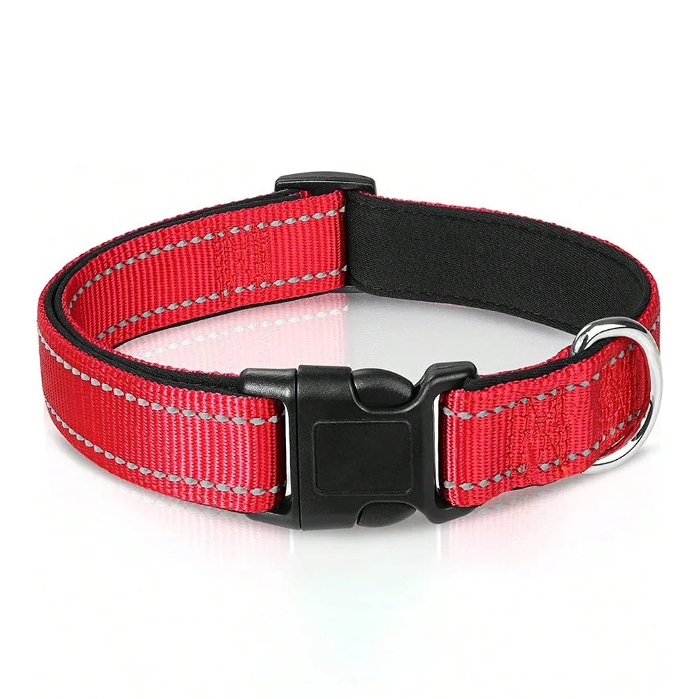 Reflective Dog Collar Soft Padded Breathable Safety Stripes Adjustable Cute Puppy Pet Necklace for Small Medium Large Dog