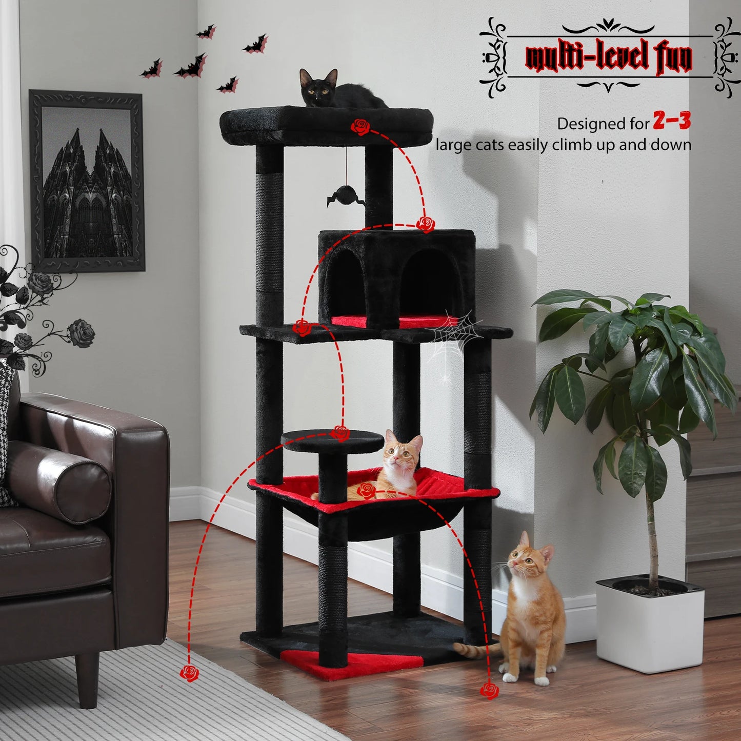 PAWZ Road 5-Level Cat Tree for Indoor Cats With Perch