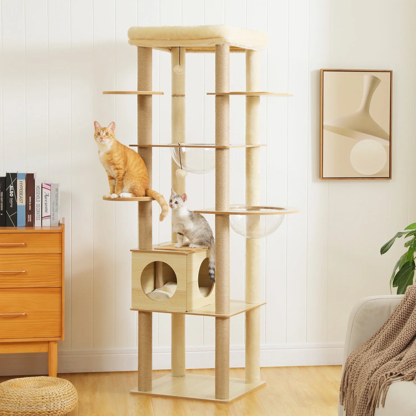PAWZ Road Multi Level Cat Tree Indoor Wood Tower with Scratching Posts