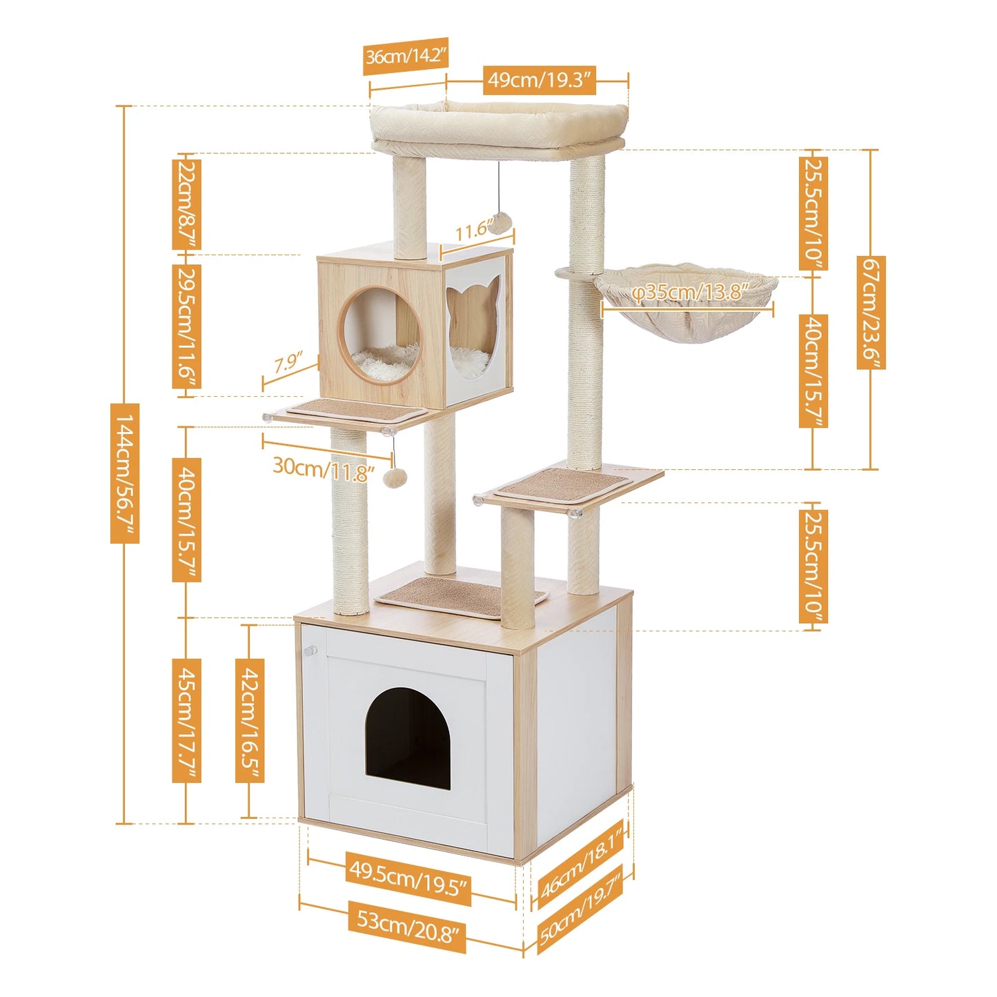 PAWZ Road Multi Level Cat Tree Indoor Wood Tower with Scratching Posts