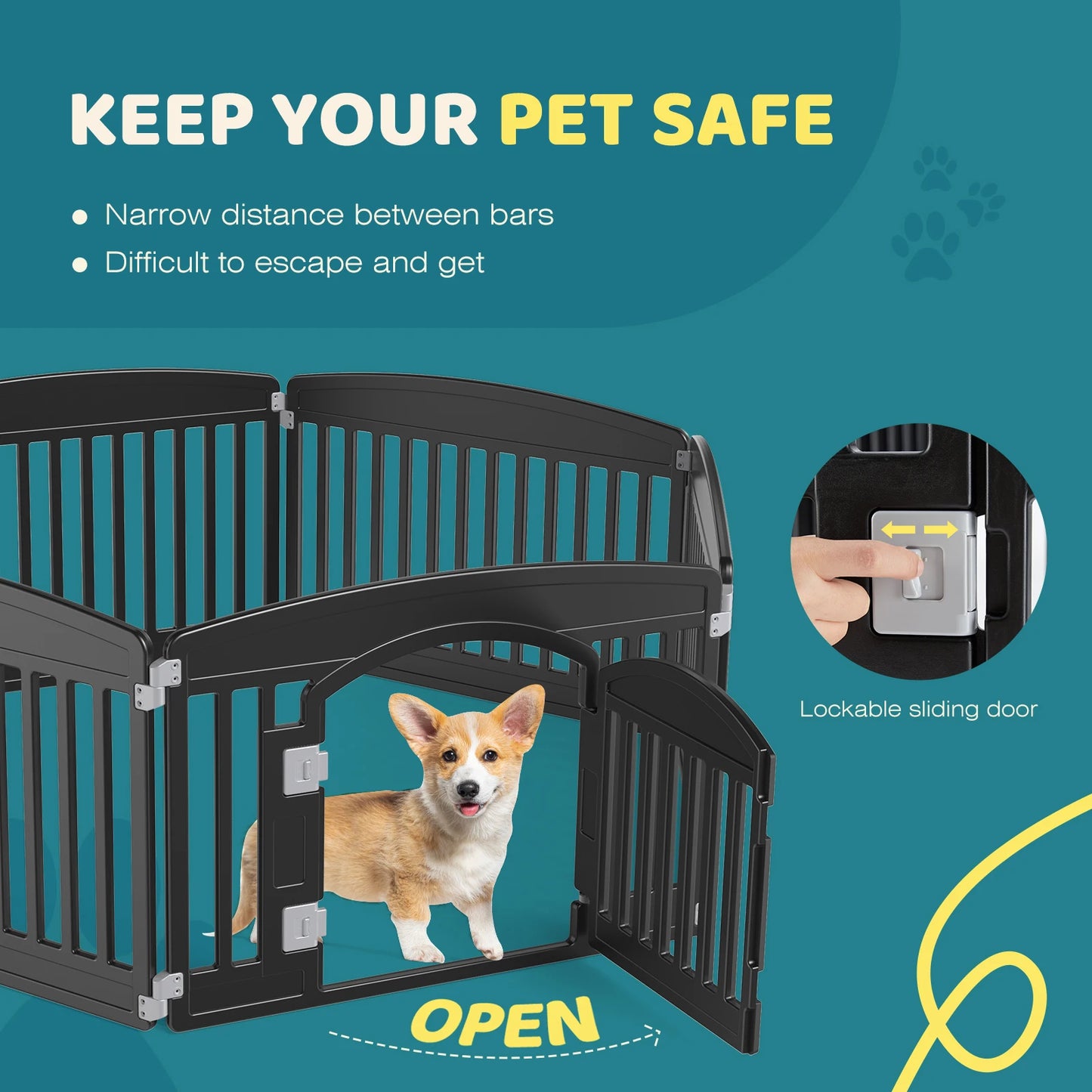 JHK Plastic Dog Playpen 6 Panel Expandable Fence