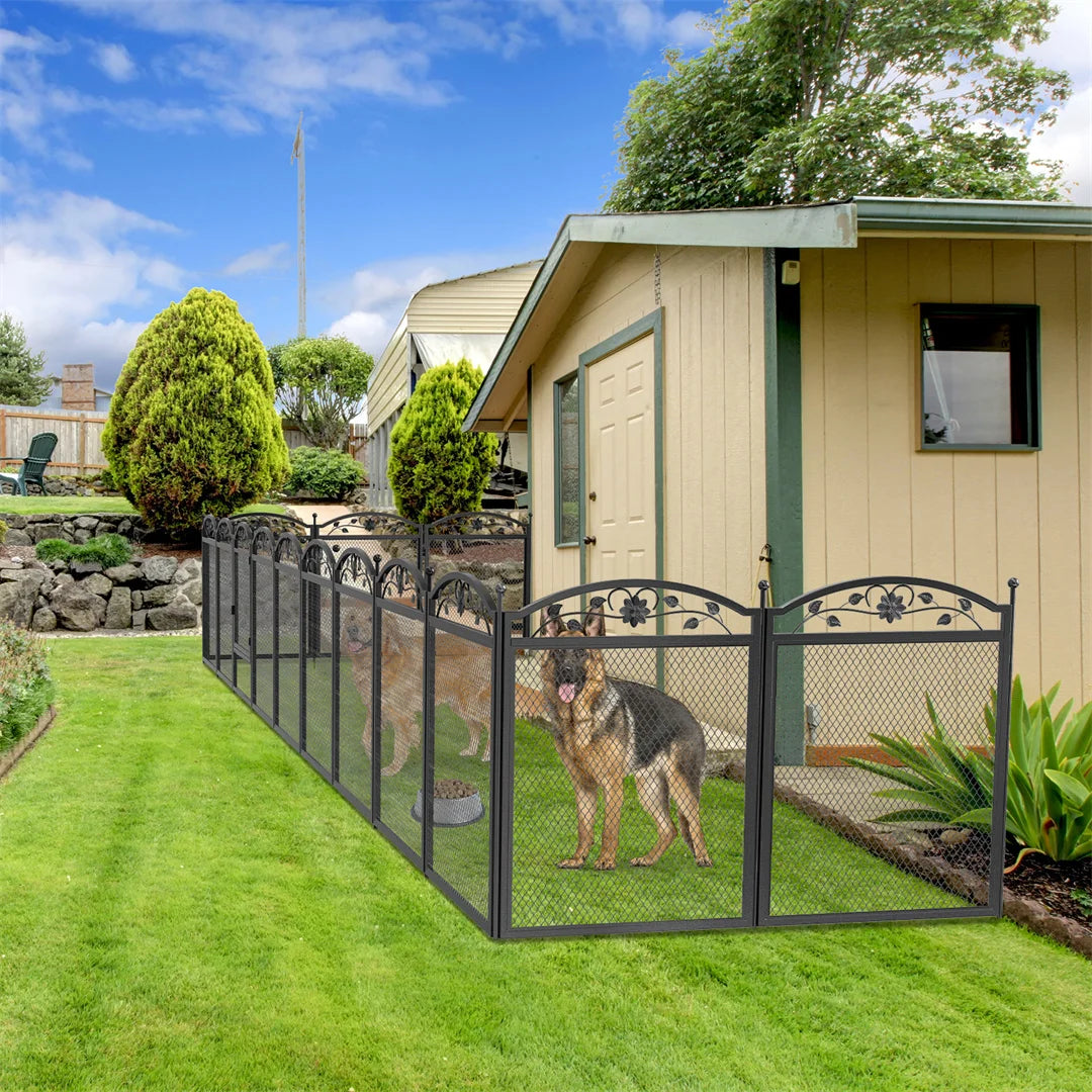 BINGOPAW Heavy Duty 8 Panel Dog Playpen Iron Fence Indoor Outdoor