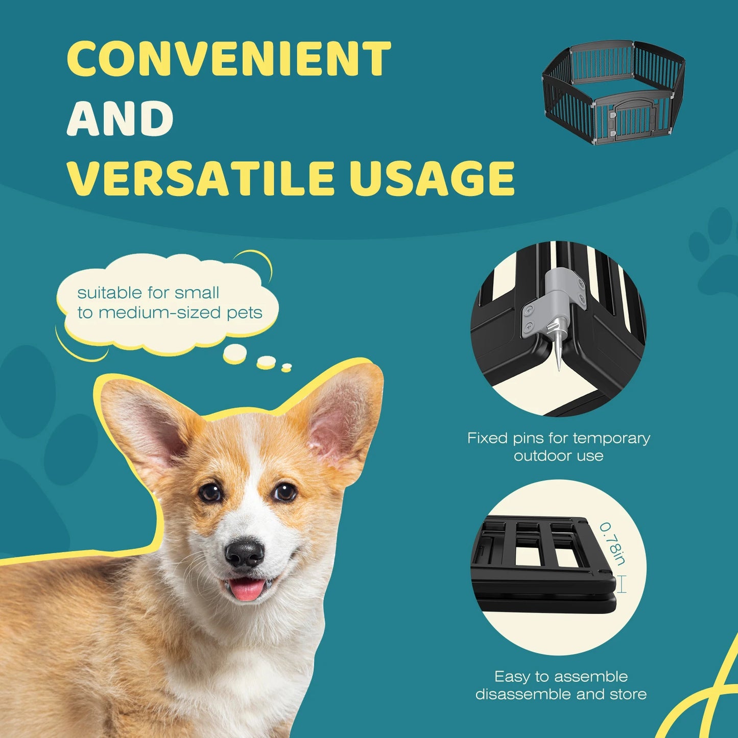 JHK Plastic Dog Playpen 6 Panel Expandable Fence
