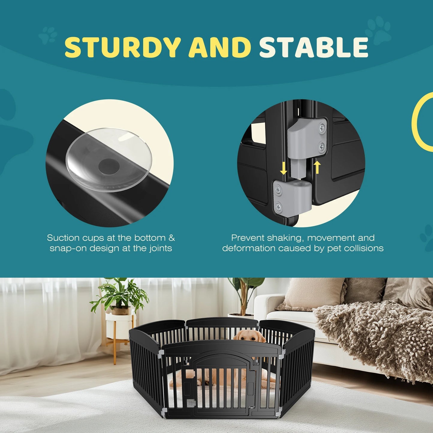 JHK Plastic Dog Playpen 6 Panel Expandable Fence