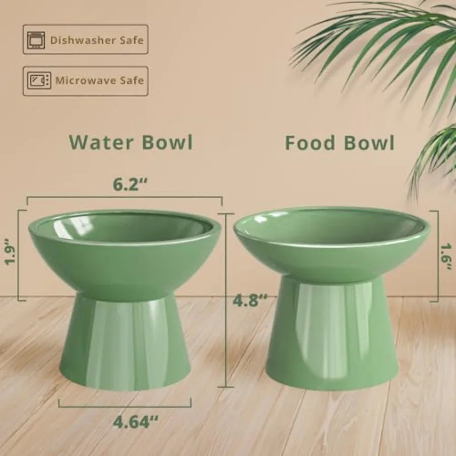Elevated Cat Bowls, Raised Cat Bowl for Indoor Cats, Set of 2 Prevent Whisker Fatigue Pet Food Water Small Dog Feeding Bowl, An
