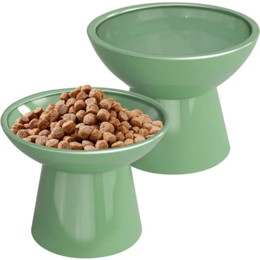 Elevated Cat Bowls, Raised Cat Bowl for Indoor Cats, Set of 2 Prevent Whisker Fatigue Pet Food Water Small Dog Feeding Bowl, An