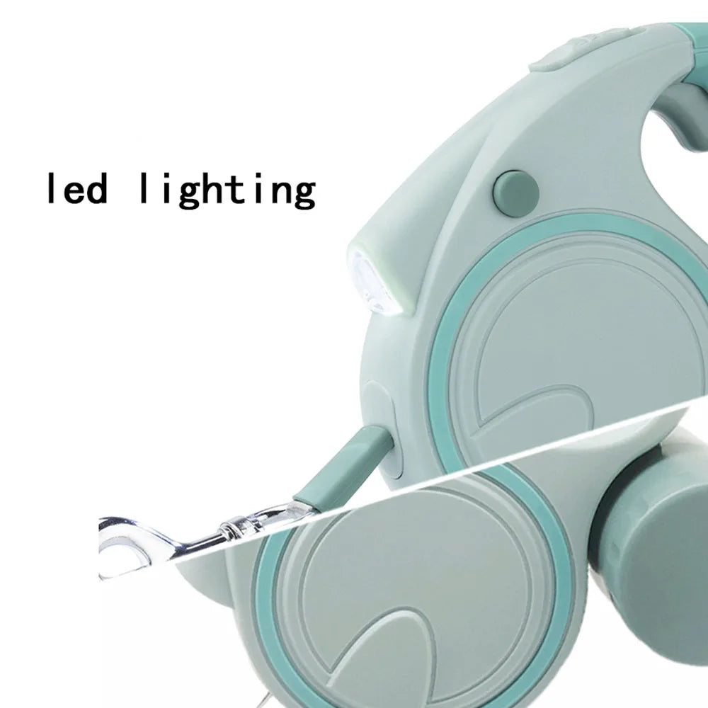 Retractable Dog Leash With LED Lights Nylon Belt Durable