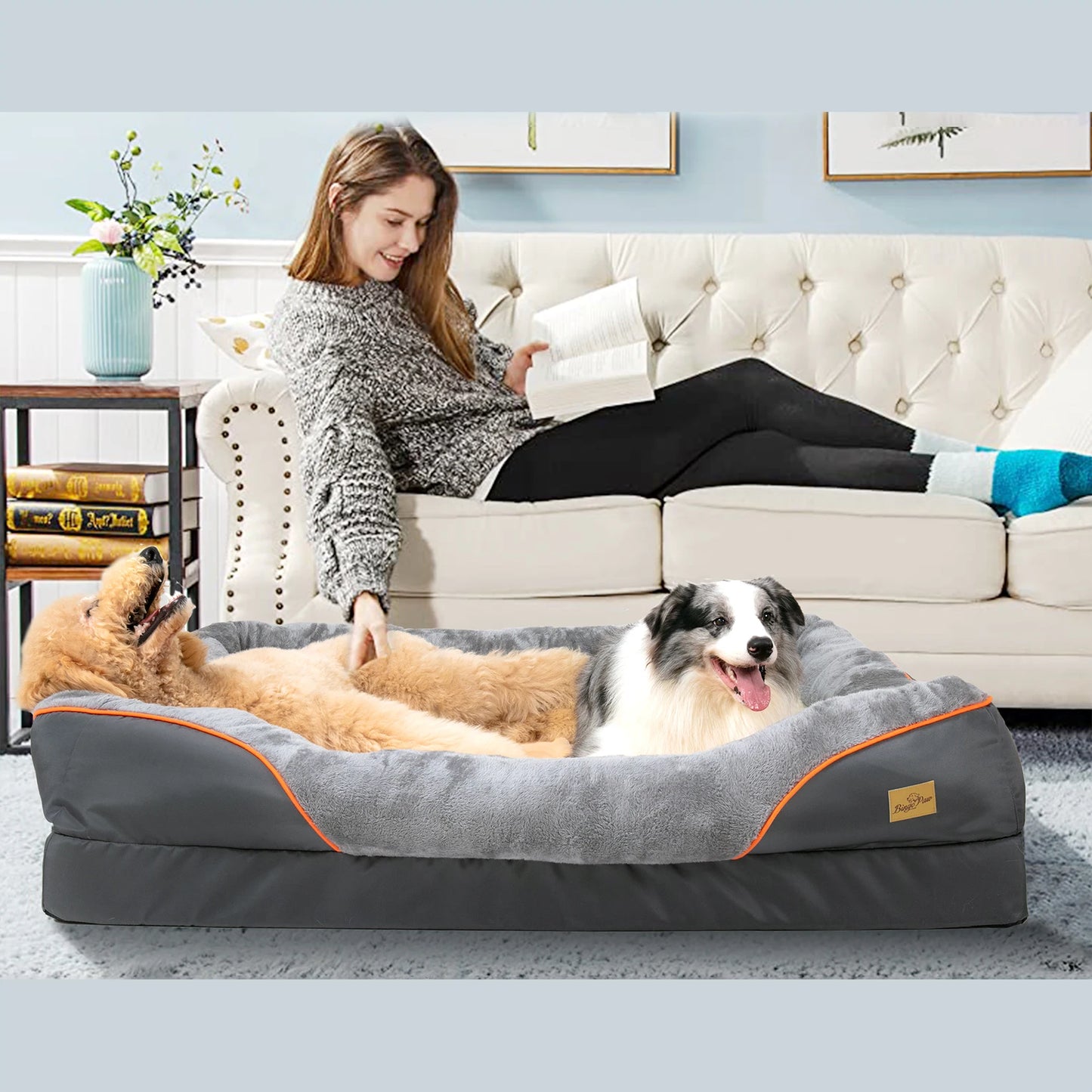 BINGOPAWCN Dog Bed Anti Allergy Warm Fleece Washable Waterproof