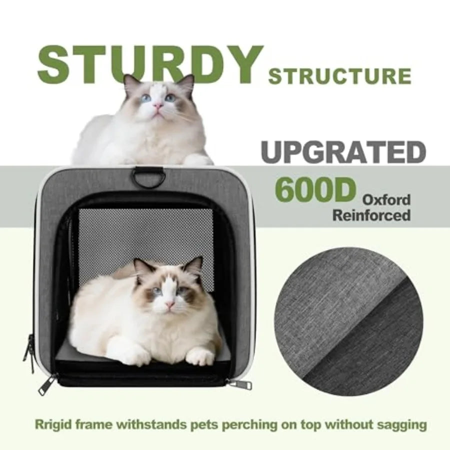 Cat Carrier 18x11x11 Top Load Soft Pet Travel Bag Over 15 lbs, Collapsible Small Dog Puppy Crate 10 Pounds, Small Animal Rabbit