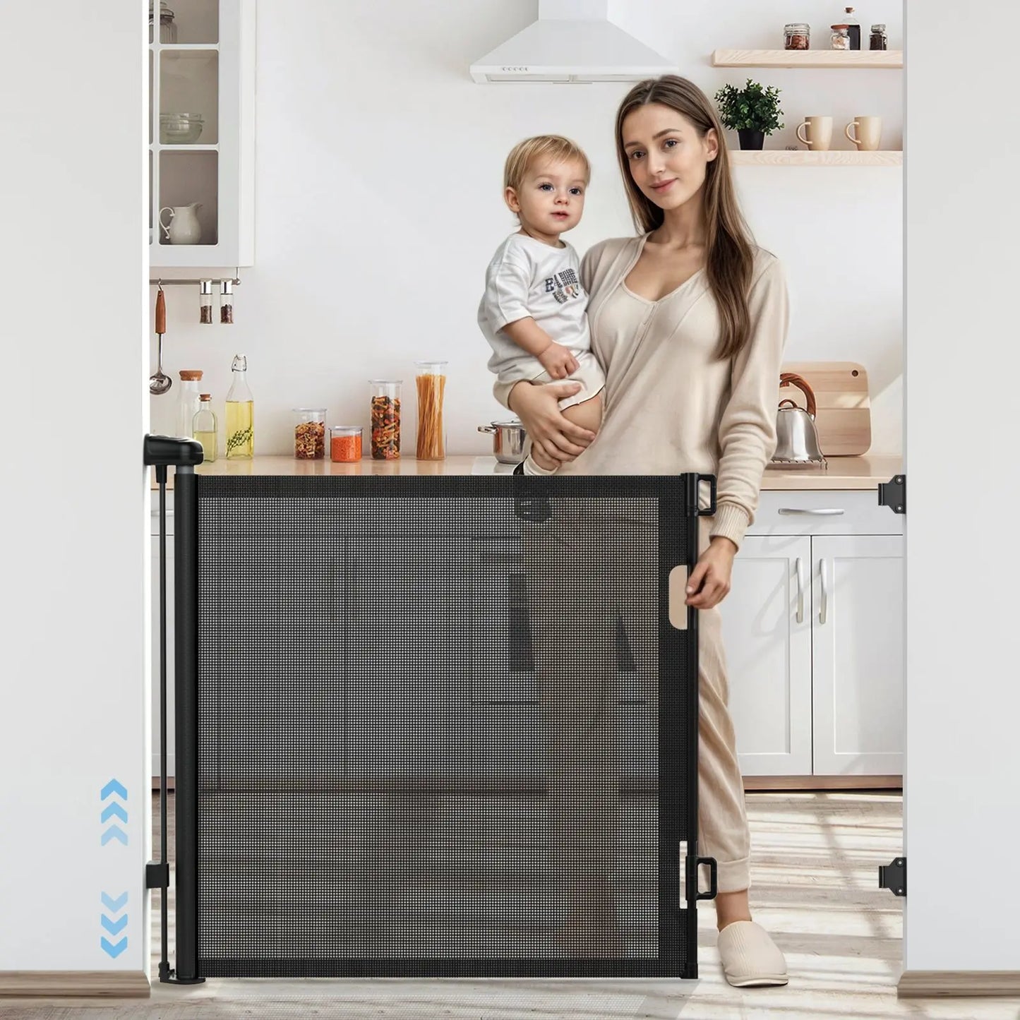 Retractable Pet Gate for Dogs and Cats Indoor Staircase Fence