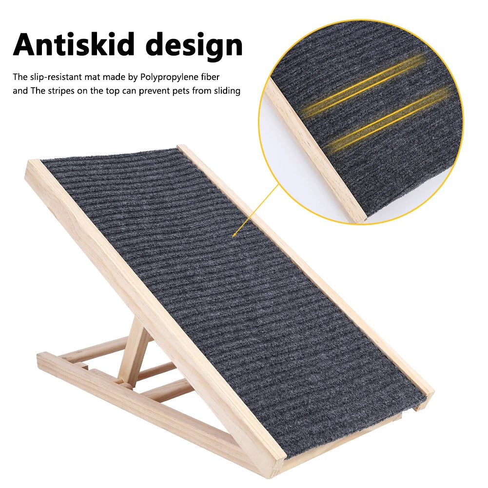TWISTER.CK Dog Ramp Ladder Natural Pine Folding Anti Skid Lightweight
