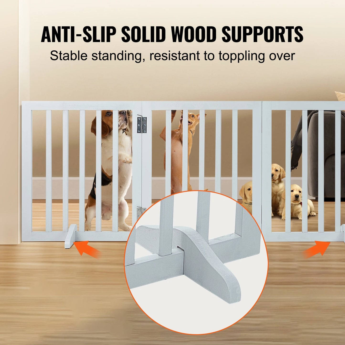 SucceBuy Free Standing Dog Gate Three Panels Foldable Narrow Passageways
