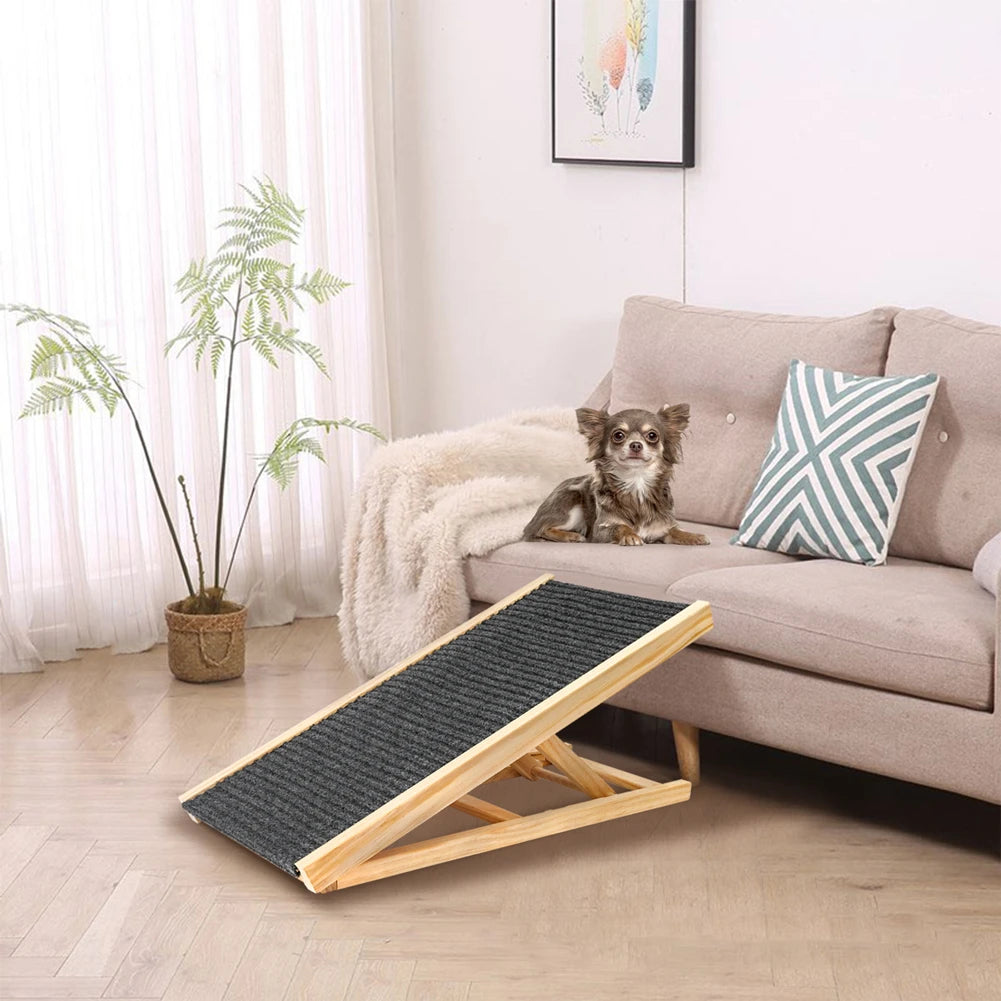 TWISTER.CK Dog Ramp Ladder Natural Pine Folding Anti Skid Lightweight