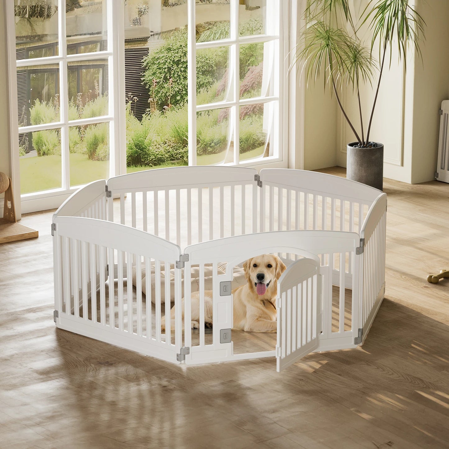 JHK Plastic Dog Playpen 6 Panel Expandable Fence
