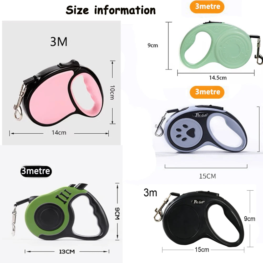 Retractable Nylon Dog Leash With ABS Case