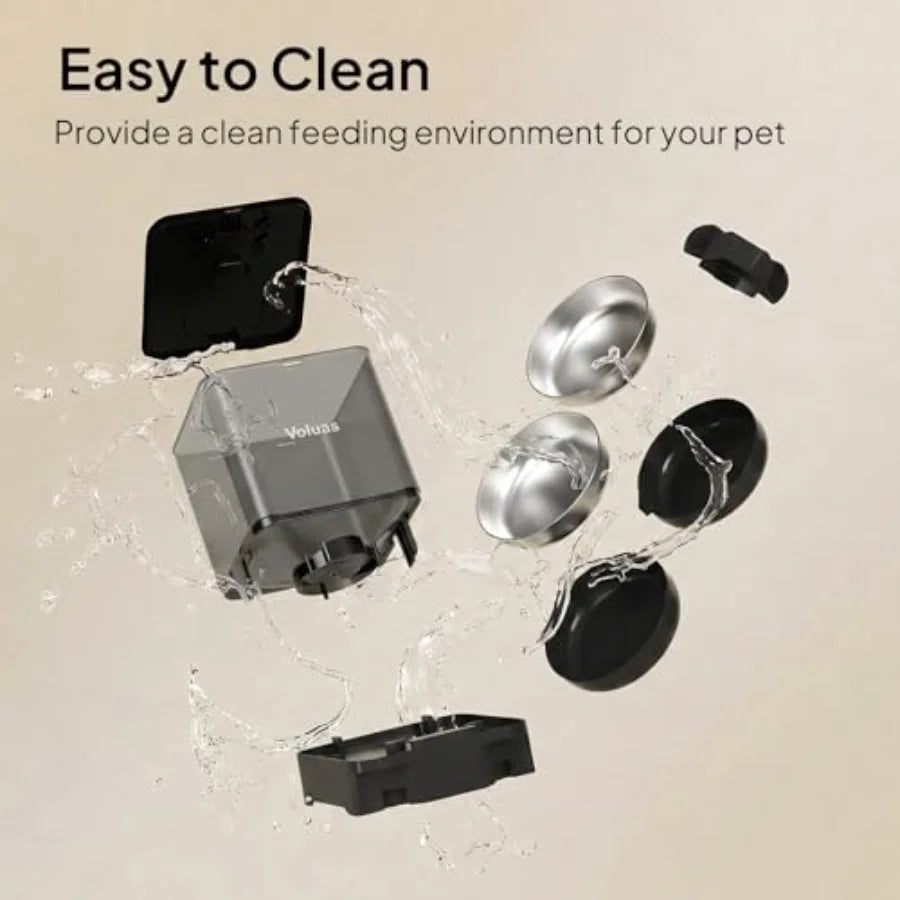 Automatic Cat Feeder for Two Cats, Double Pet Feeder with 2 Stainless Steel Bowls, Timed Cat Feeders with Memory Function