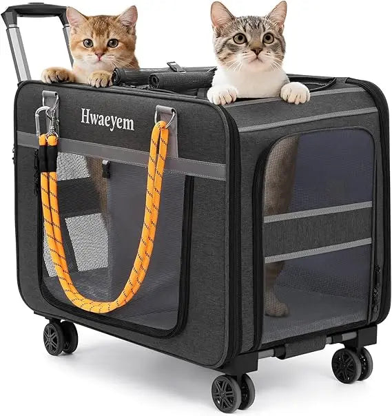 Pet Carrier With Wheels for Two Cats or Small Dogs