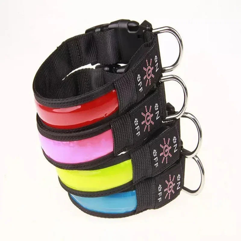 NONECN LED Glowing Dog Collar Adjustable USB Charging Nightlight