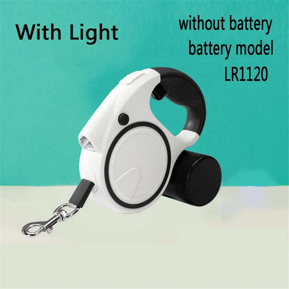 Retractable Dog Leash With LED Lights Nylon Belt Durable