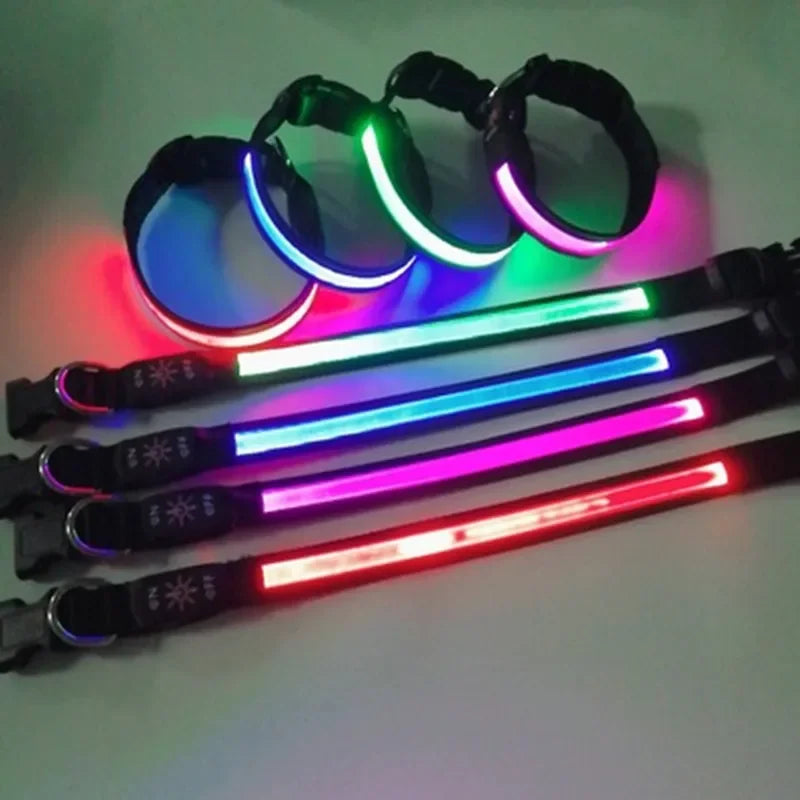 NONECN LED Glowing Dog Collar Adjustable USB Charging Nightlight