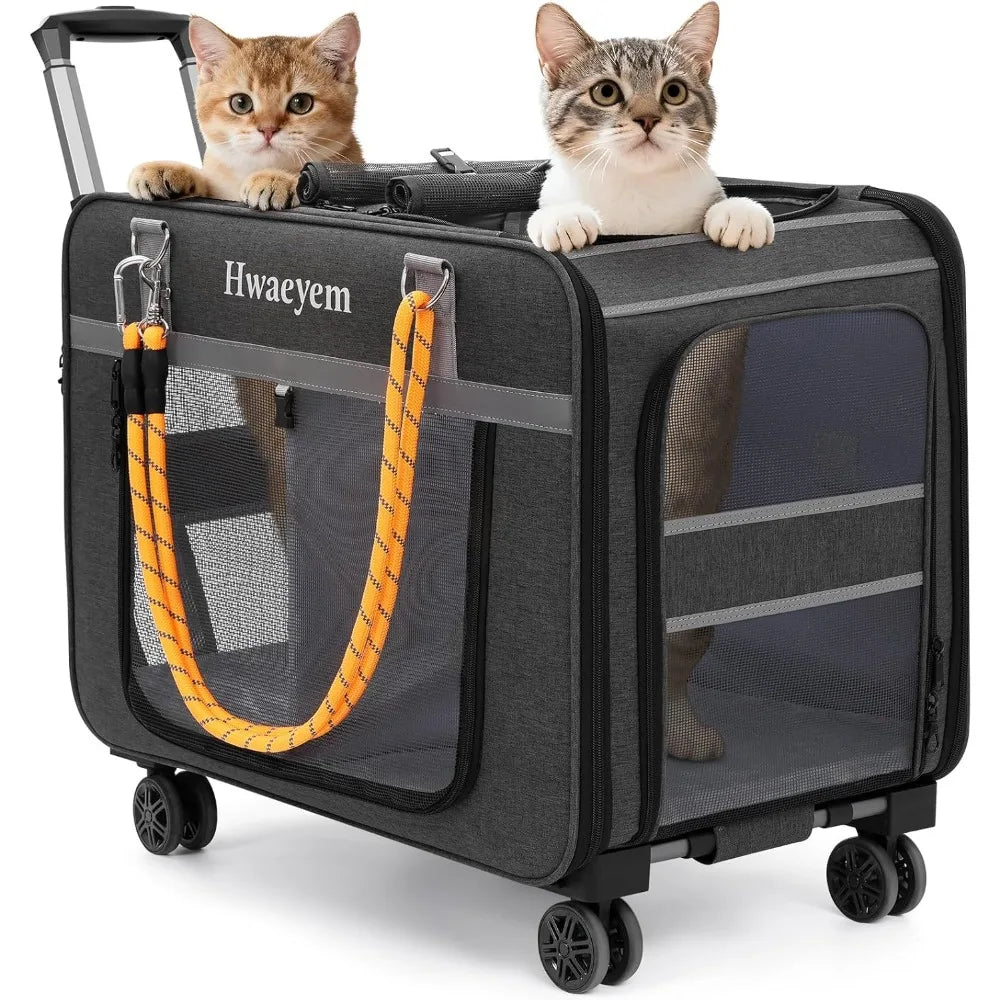 Pet Carrier With Wheels for Two Cats or Small Dogs