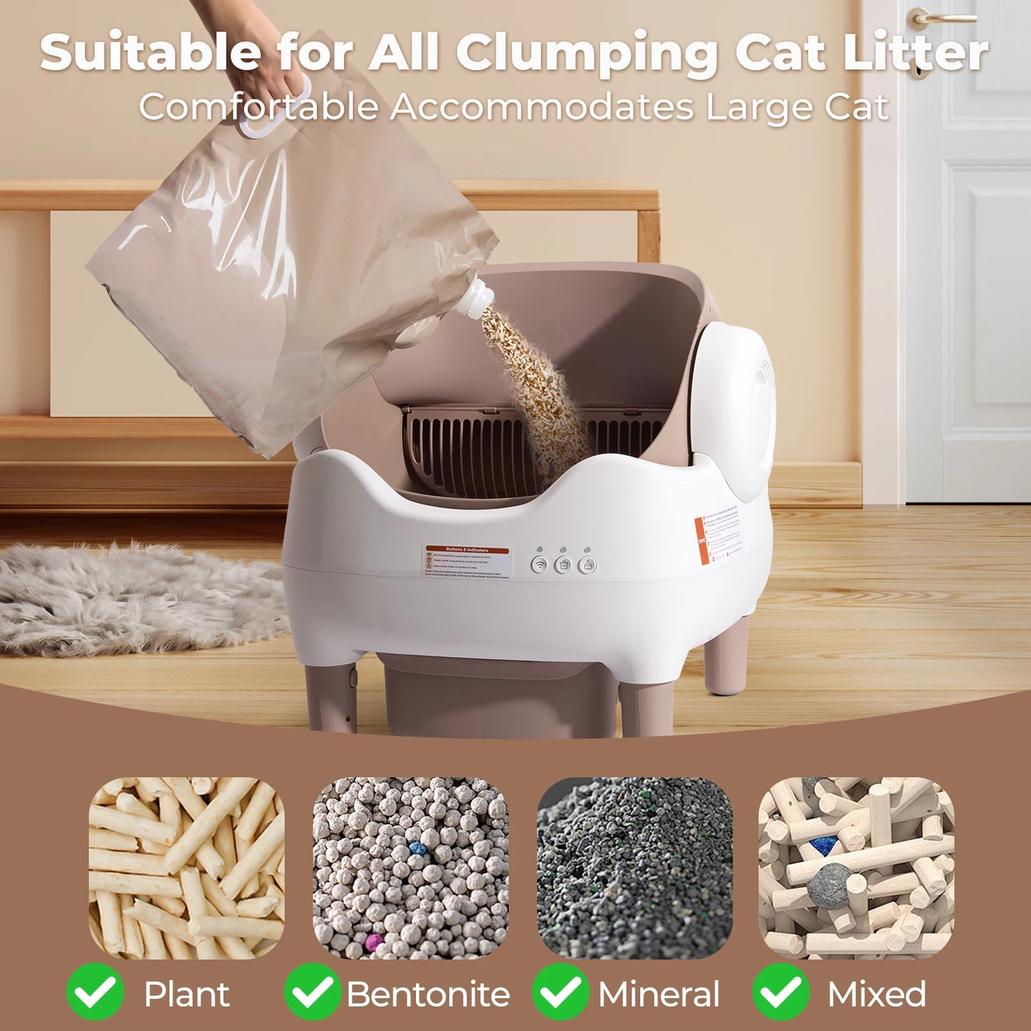 Lunapurr Automatic Self Cleaning Cat Litter Box With App