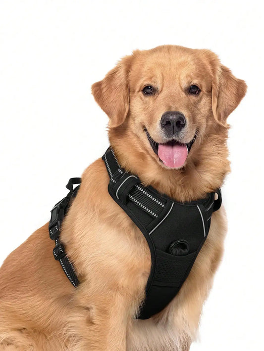Anti-Pull Dog Harness With Dual Leash Clips, Adjustable Soft Padded Reflective Oxford Vest (No Choking), Easy-Control Handle – Fits All Dog Sizes. Please Check Sizing Before Ordering! (Harness Only, Leash Sold Separately!!)
