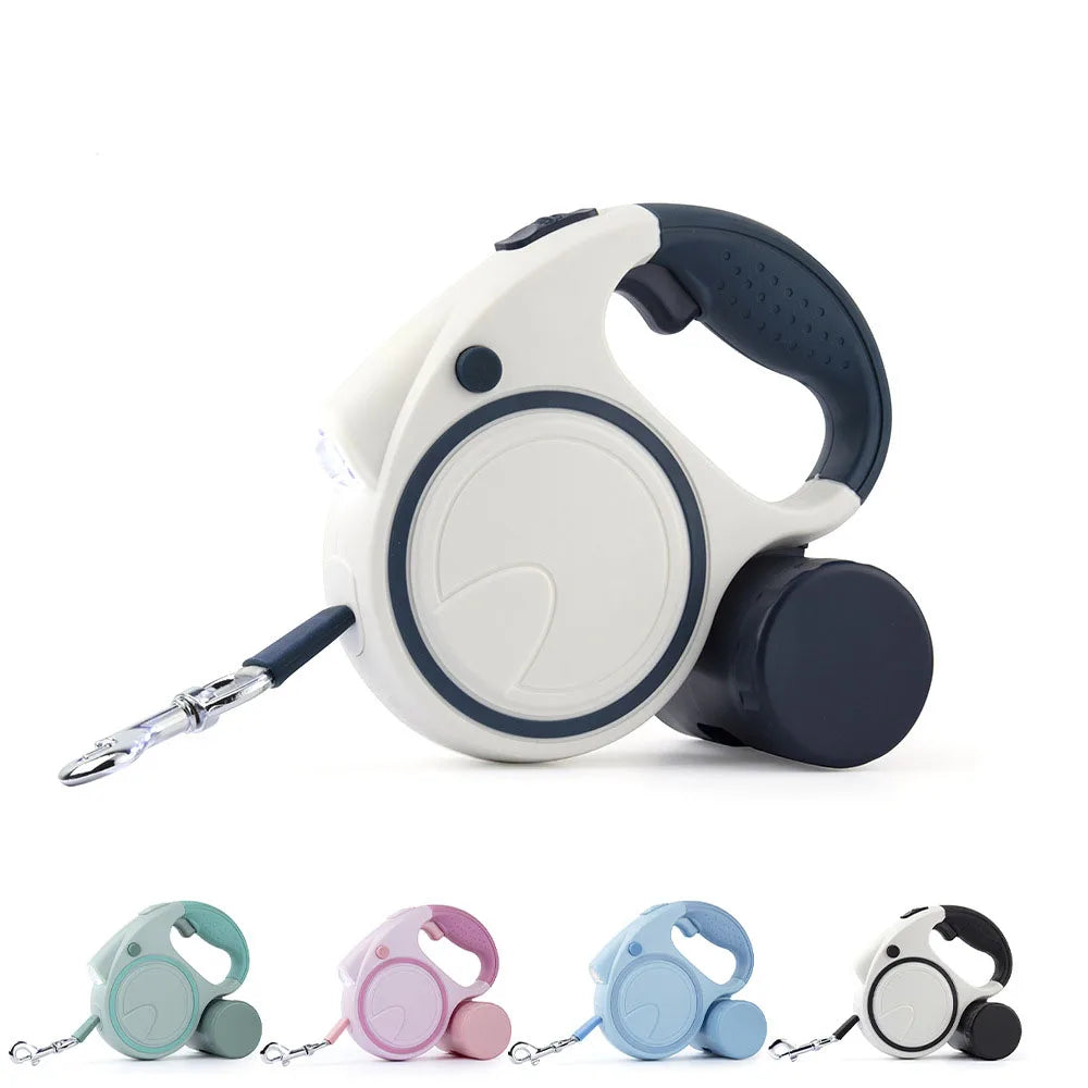 Retractable Dog Leash With LED Lights Nylon Belt Durable