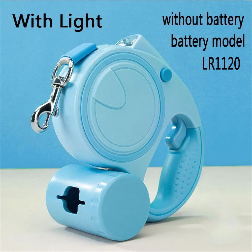 Retractable Dog Leash With LED Lights Nylon Belt Durable