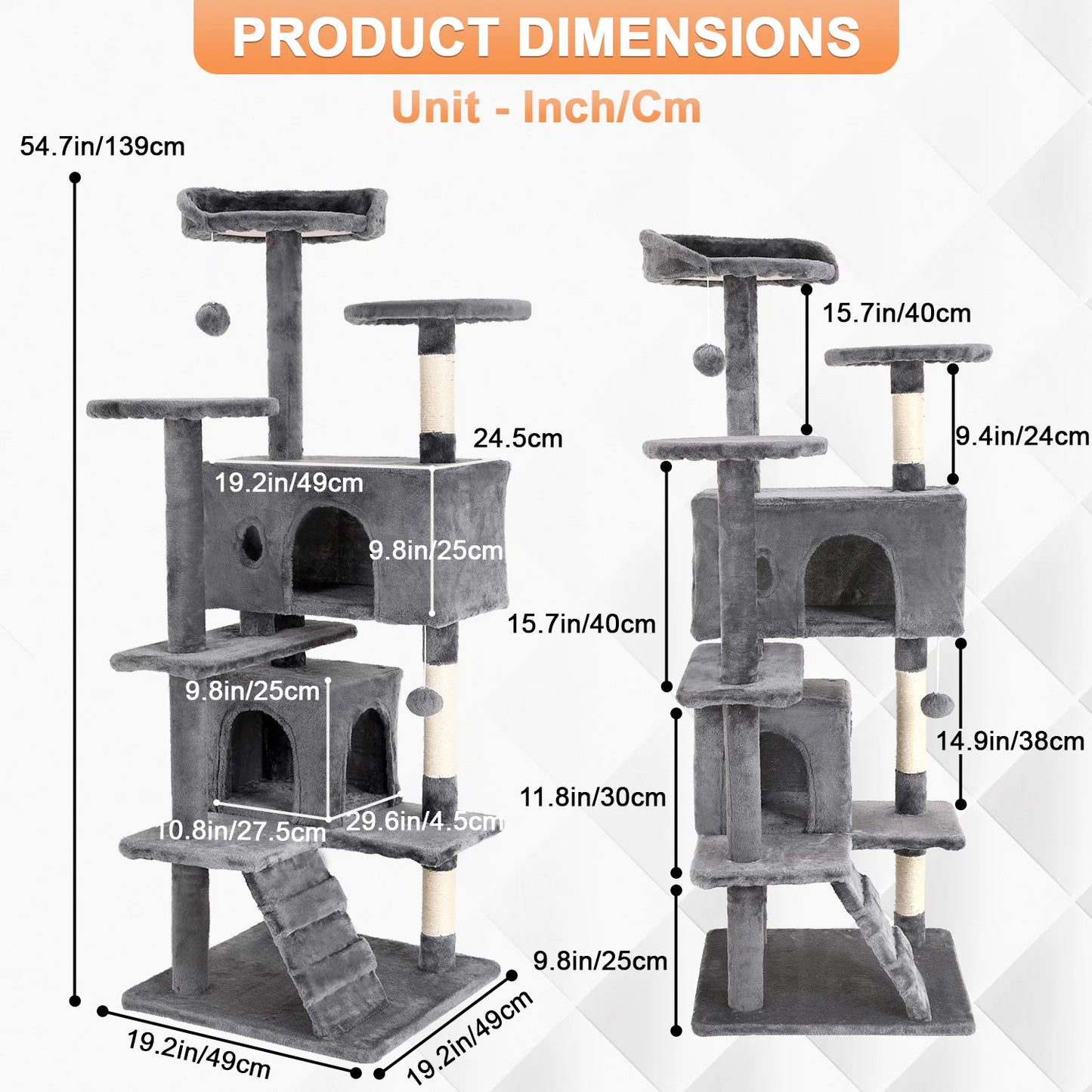 Four Level Cat Tree With Sisal Posts And Dangling Ball