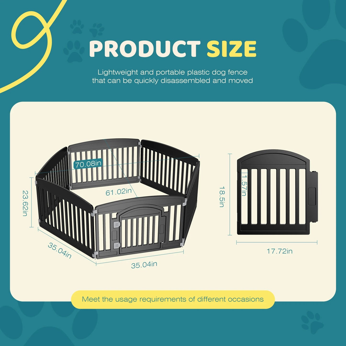 JHK Plastic Dog Playpen 6 Panel Expandable Fence