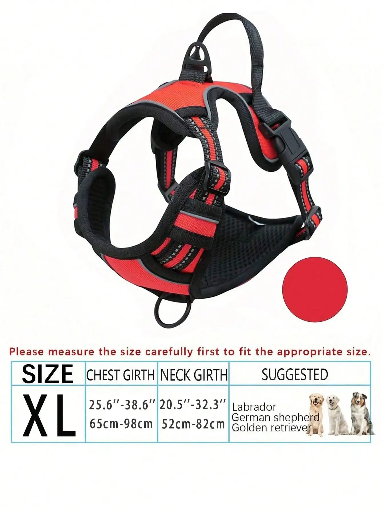 Anti-Pull Dog Harness With Dual Leash Clips, Adjustable Soft Padded Reflective Oxford Vest (No Choking), Easy-Control Handle – Fits All Dog Sizes. Please Check Sizing Before Ordering! (Harness Only, Leash Sold Separately!!)