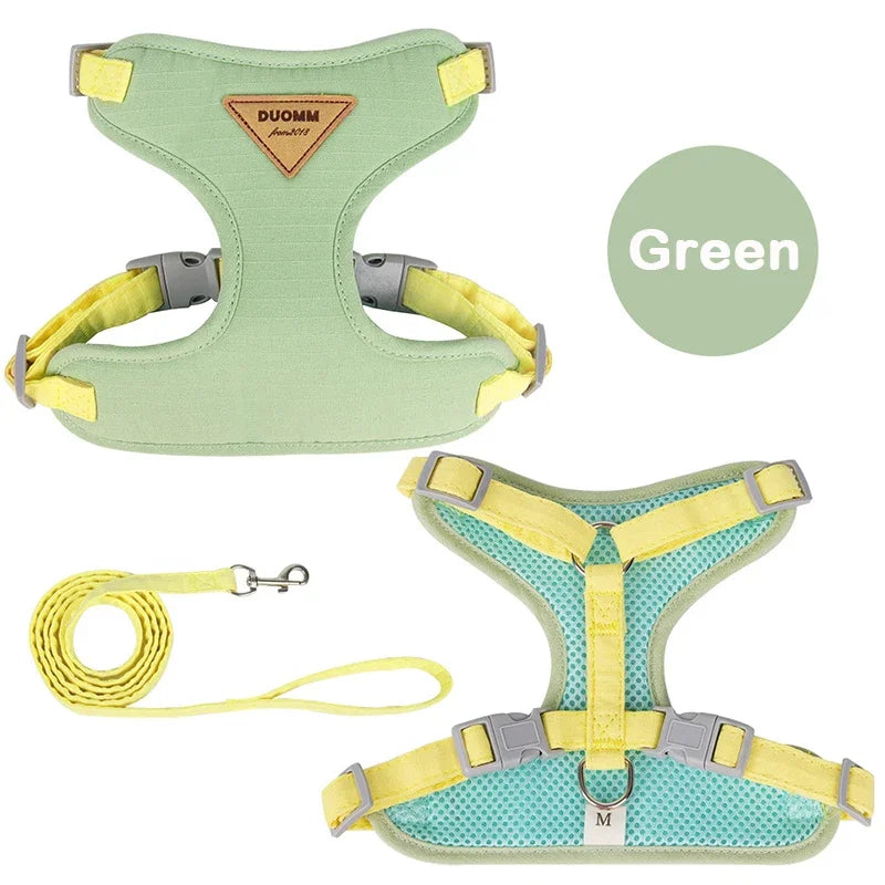 Puppy Harness and Leash Set, Breathable Pet Harness for Small and Medium-Sized Dogs and Cats, French Bulldog