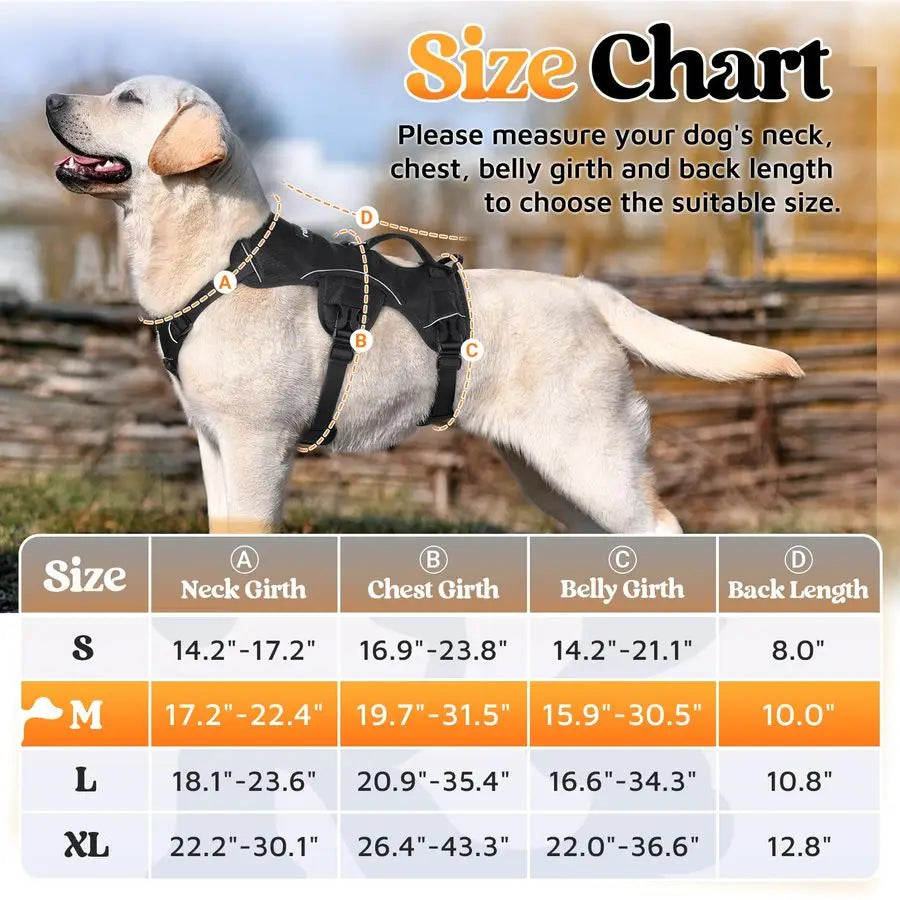 Escape Proof Dog Harness, Soft Padded Full Body Pet Harness, Reflective Adjustable No Pull Vest with Lift Handle and Leash Clip