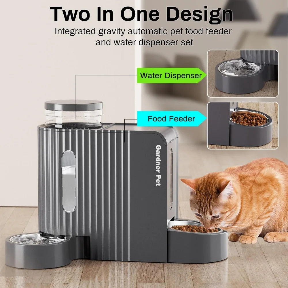 Automatic Gravity Cat Food Feeder and Water Dispenser for Pets