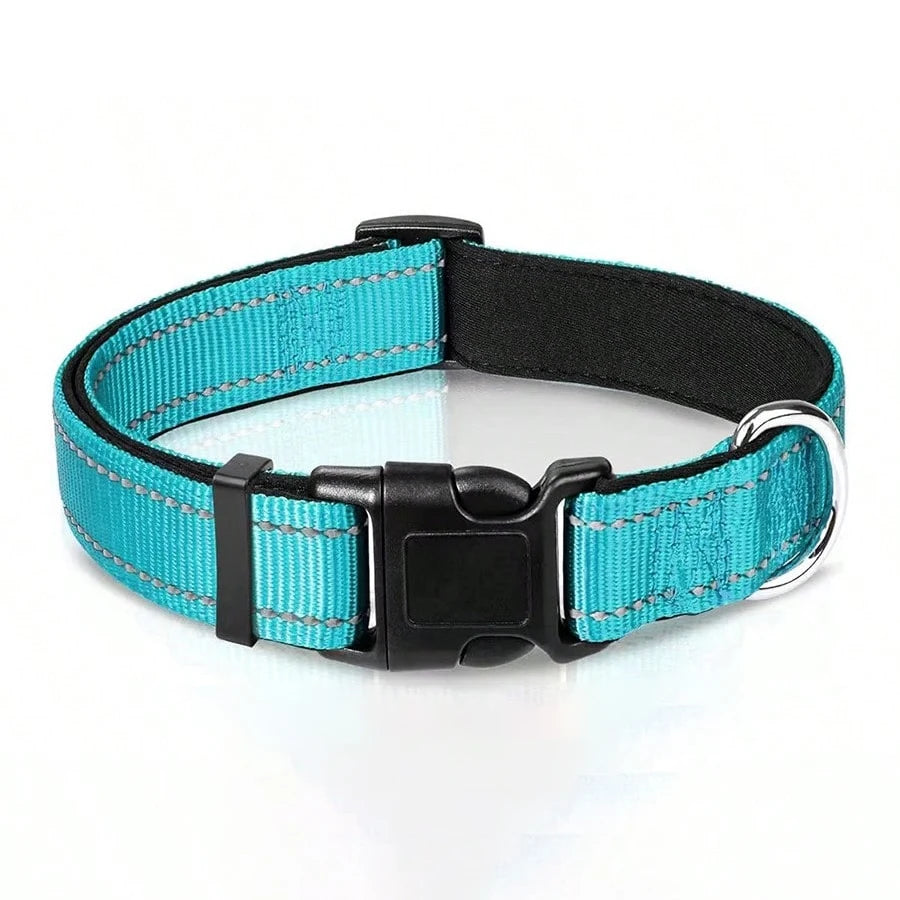 Reflective Dog Collar Soft Padded Breathable Safety Stripes Adjustable Cute Puppy Pet Necklace for Small Medium Large Dog