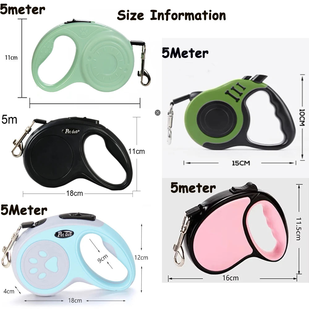 Retractable Nylon Dog Leash With ABS Case