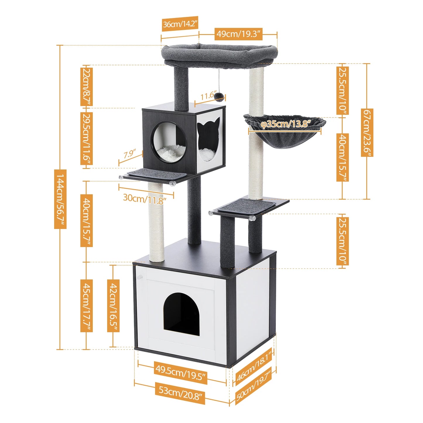 PAWZ Road Multi Level Cat Tree Indoor Wood Tower with Scratching Posts