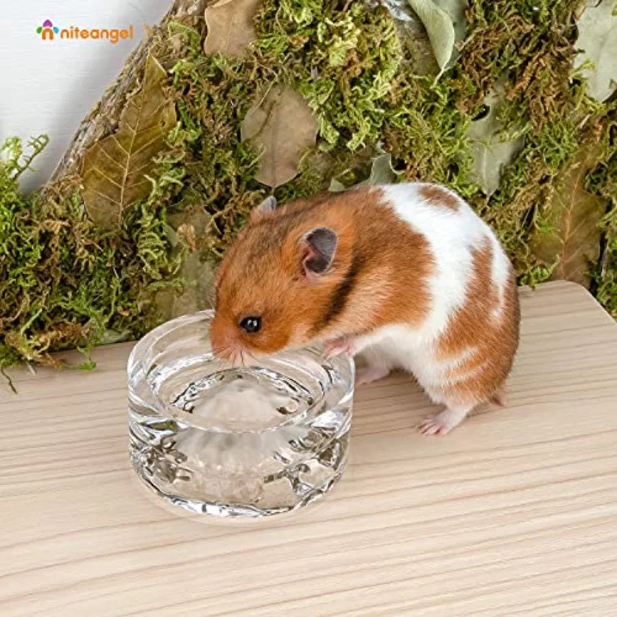 Hamster Feeding and Water Bowls- Mount Fuji Series Glass Drinking Bowls for Dwarf Syrian Hamsters Gerbils Mice Rats or Other Si