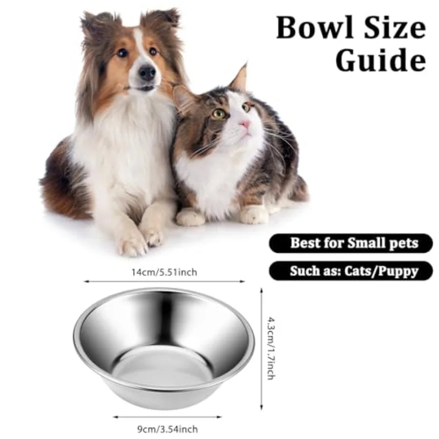 2 Pack 5.5" Metal Cat and Dog Small Bowls Stainless Steel Pet Bowls Set, Replacement Dog Food Bowl for Food and Water for Small
