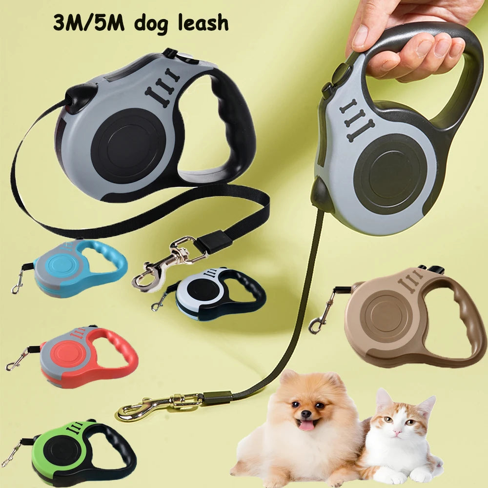 Retractable Nylon Dog Leash With ABS Case